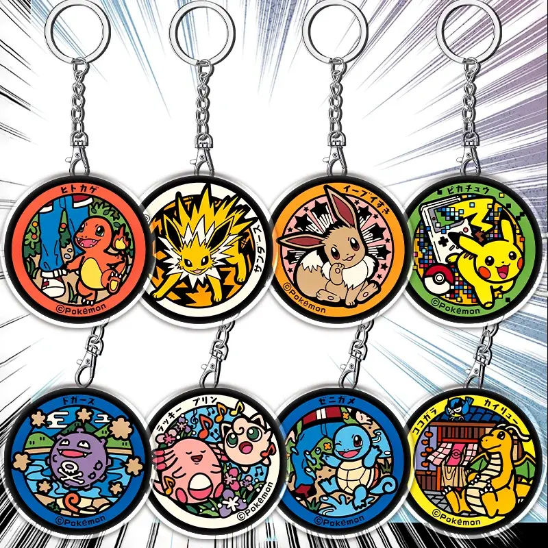12cm PPokemon Things Acrylic Transparent Keychain Jigglypuff Eevee Student Backpack Pendant Anime Accessories Children's Gift