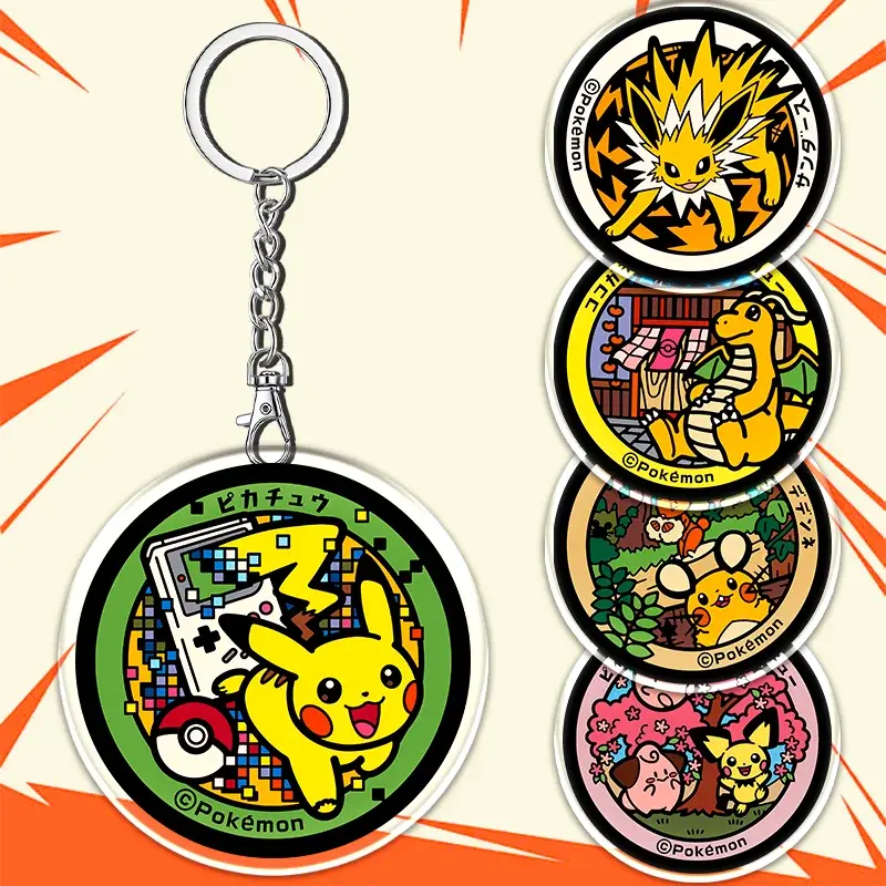 12cm PPokemon Things Acrylic Transparent Keychain Jigglypuff Eevee Student Backpack Pendant Anime Accessories Children's Gift