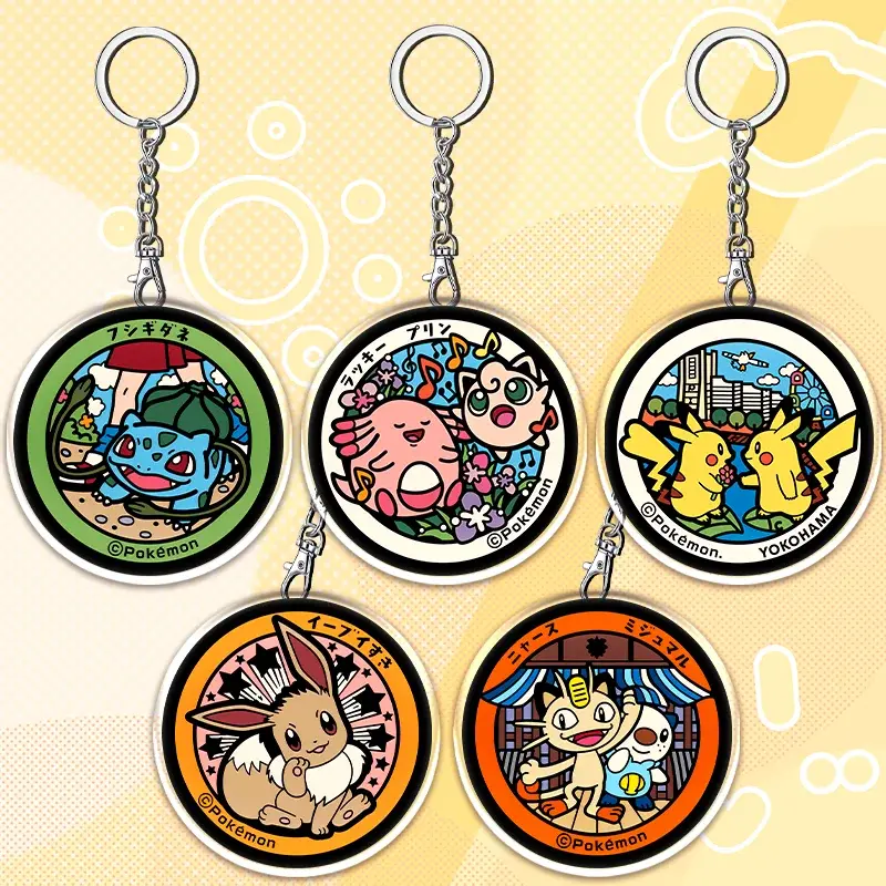 12cm PPokemon Things Acrylic Transparent Keychain Jigglypuff Eevee Student Backpack Pendant Anime Accessories Children's Gift