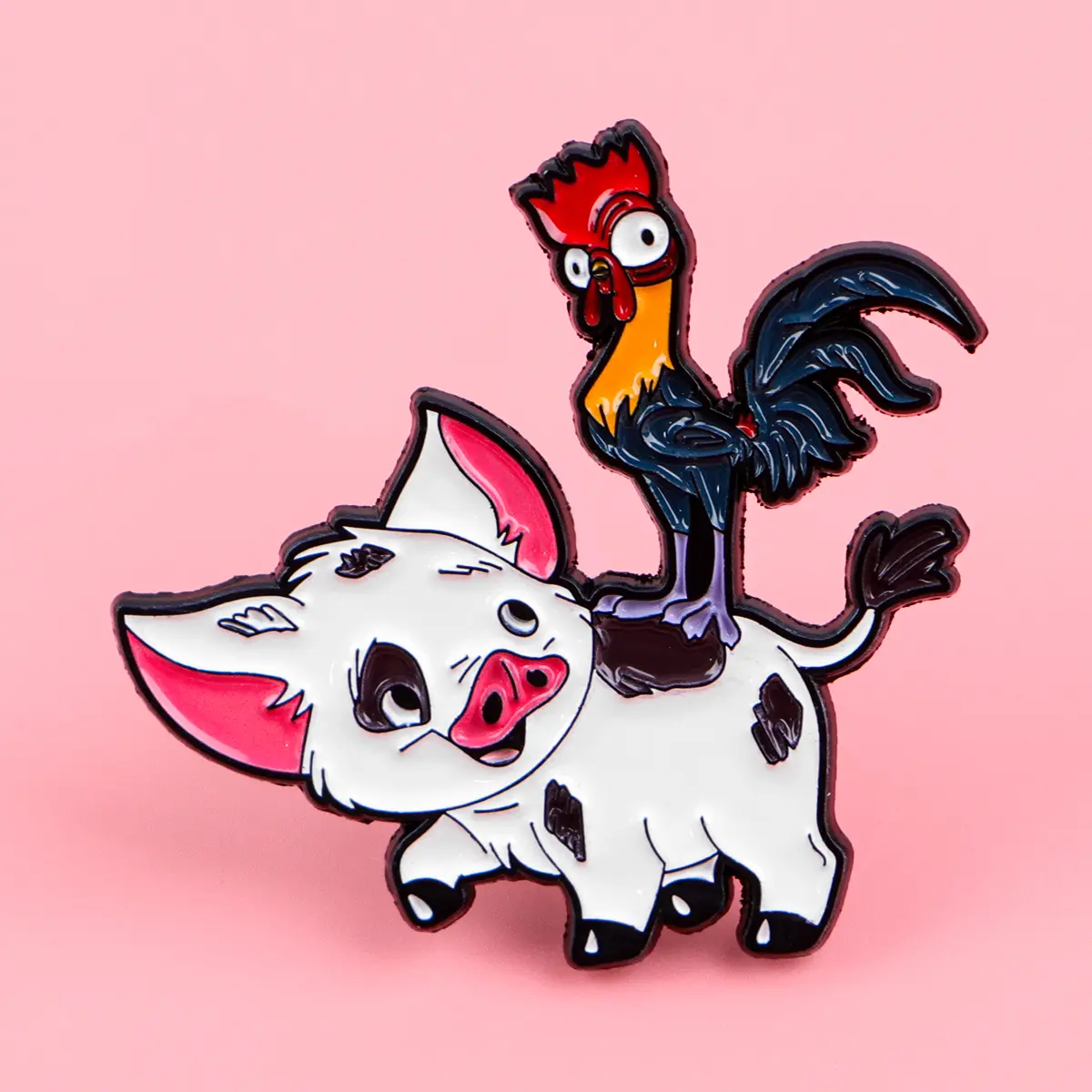 Funny Pig and Chicken Enamel Pin Cartoon Animal Badges on Backpack Women's Brooches Hat Lapel Pins Cosplay Accessories Toys Gift