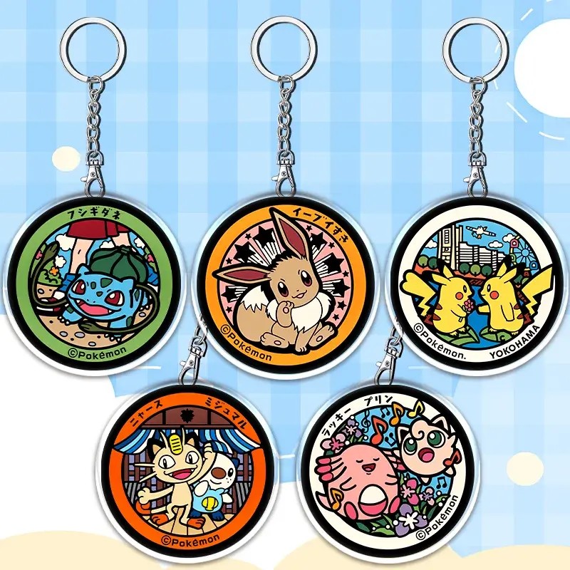 12cm PPokemon Things Acrylic Transparent Keychain Jigglypuff Eevee Student Backpack Pendant Anime Accessories Children's Gift