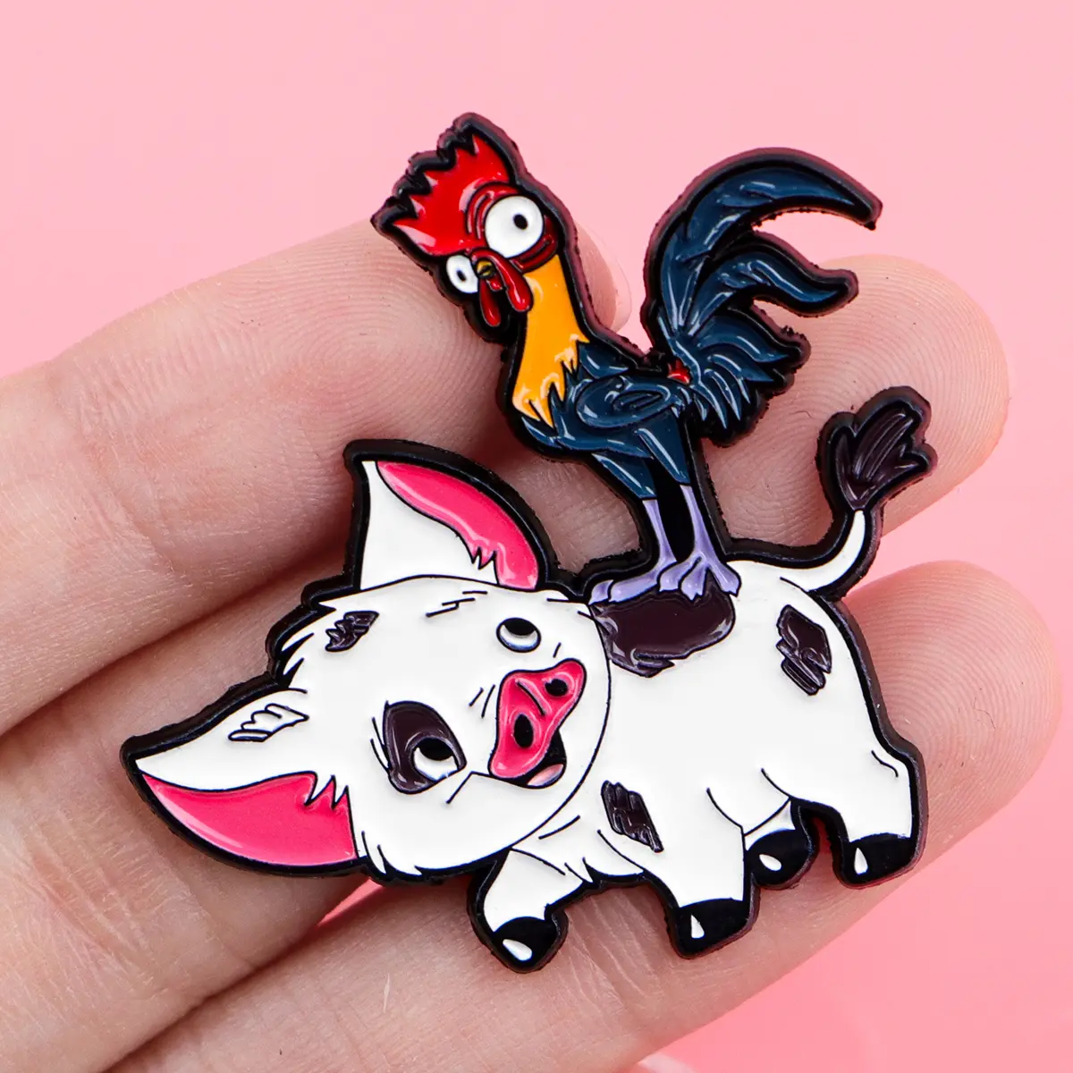 Funny Pig and Chicken Enamel Pin Cartoon Animal Badges on Backpack Women's Brooches Hat Lapel Pins Cosplay Accessories Toys Gift