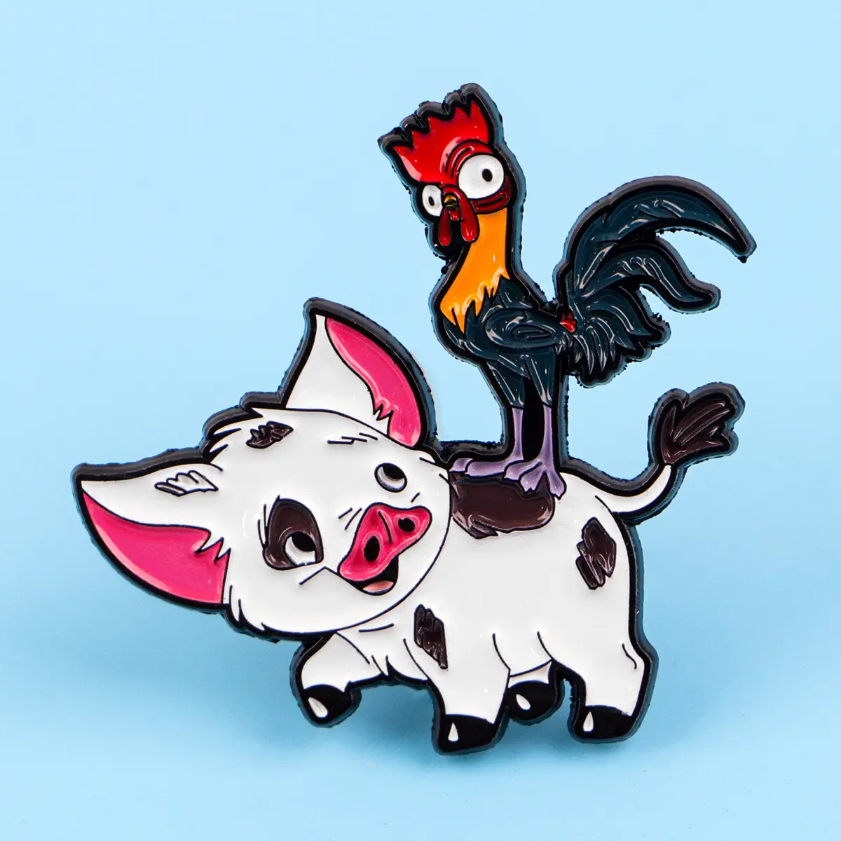 Funny Pig and Chicken Enamel Pin Cartoon Animal Badges on Backpack Women's Brooches Hat Lapel Pins Cosplay Accessories Toys Gift