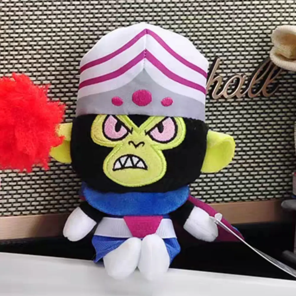 Original Anime Powerpuff Girls Mojo Jojo Plush Doll Kawaii Students Schoolbag  Cartoon Decoration Accessories Toys Girls Gifts
