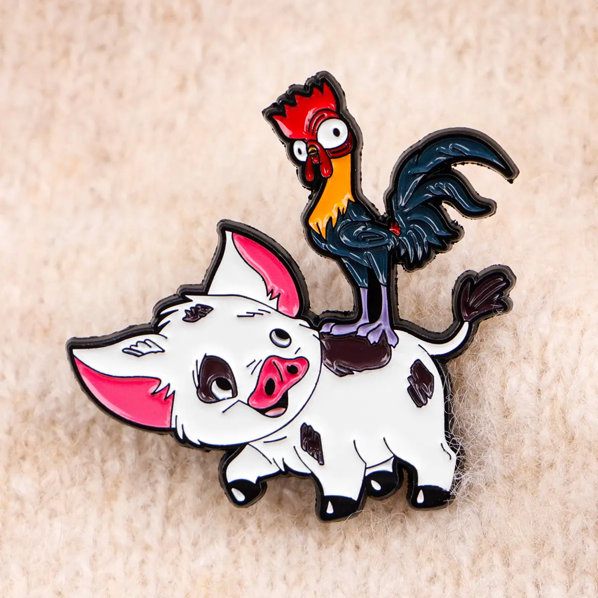 Funny Pig and Chicken Enamel Pin Cartoon Animal Badges on Backpack Women's Brooches Hat Lapel Pins Cosplay Accessories Toys Gift