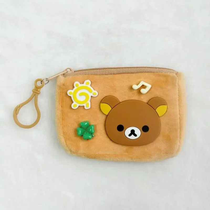 Japanese Kawaii Rilakkuma Cartoon Plush Storage Coin Purse Portable Cartoon Key Chain Pendant Lovely Backpack Decoration Gifts