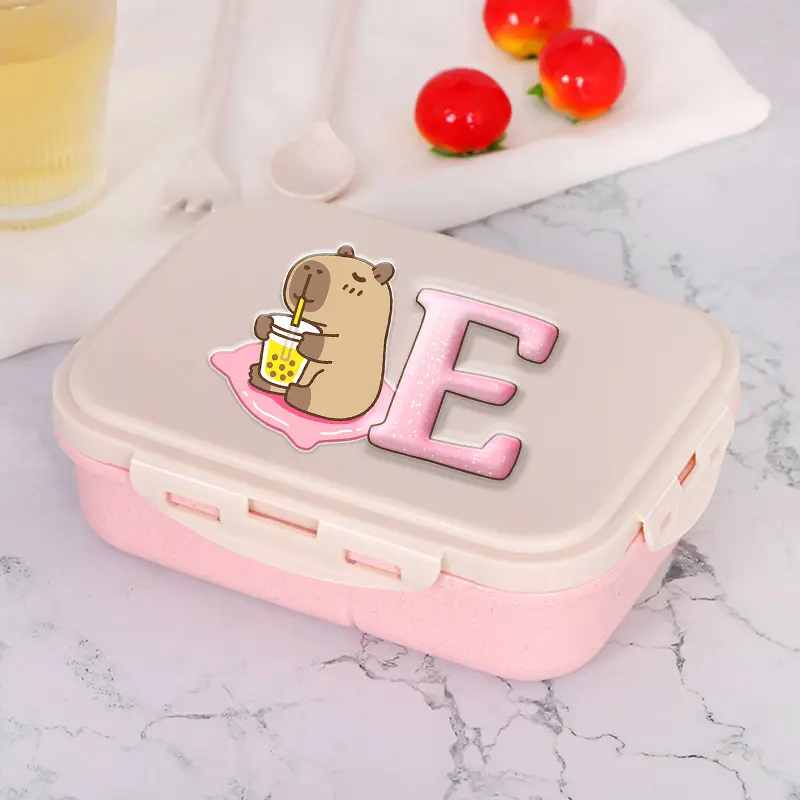 Capybara Pink Lunch Box Girls Boys Kawaii Portable Bento Boxs Student Hermetic Food Crisper Single Layer Capacity Kids Rice Box