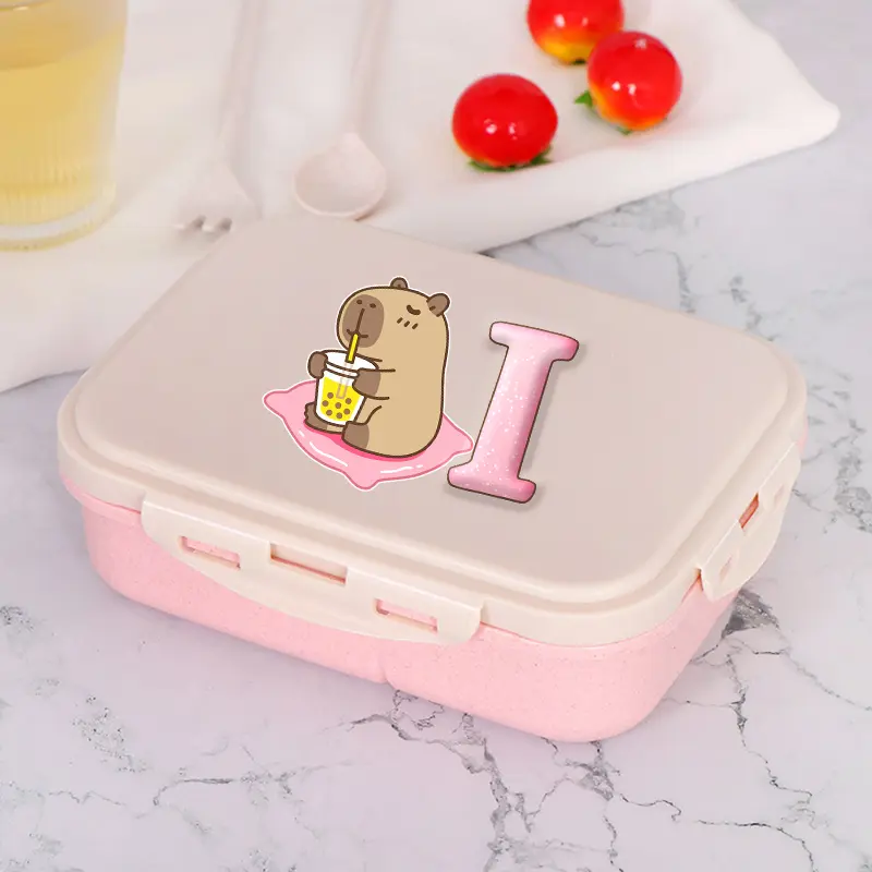 Capybara Pink Lunch Box Girls Boys Kawaii Portable Bento Boxs Student Hermetic Food Crisper Single Layer Capacity Kids Rice Box