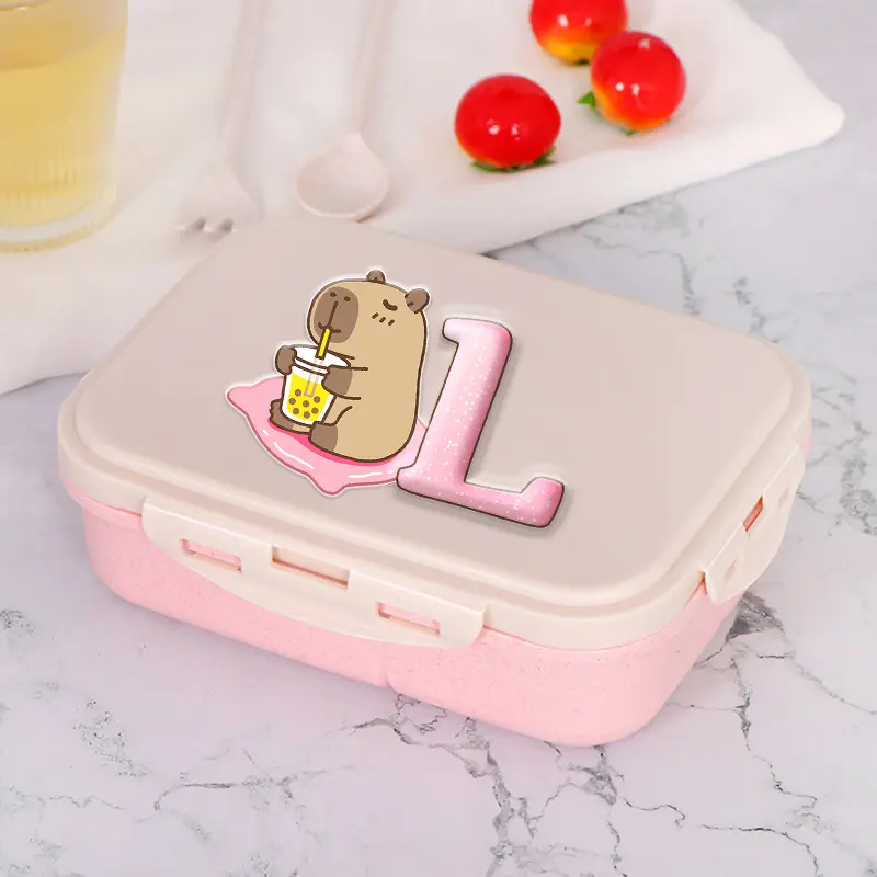 Capybara Pink Lunch Box Girls Boys Kawaii Portable Bento Boxs Student Hermetic Food Crisper Single Layer Capacity Kids Rice Box