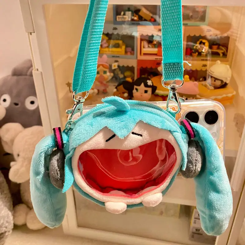 9cm Hatsune Miku Shoulder Cross Bag Anime Character Children's Mini Belt Earphone Bag Cute Transparent Change Storage Bag Gifts