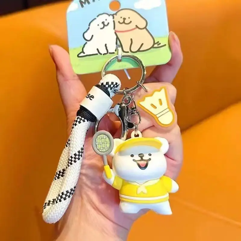 Maltese Creativity Sports Model Cartoon Doll Backpack Decor Keychain Bag Pendants Cute Doggy Keyring Accessories Birthday Gifts