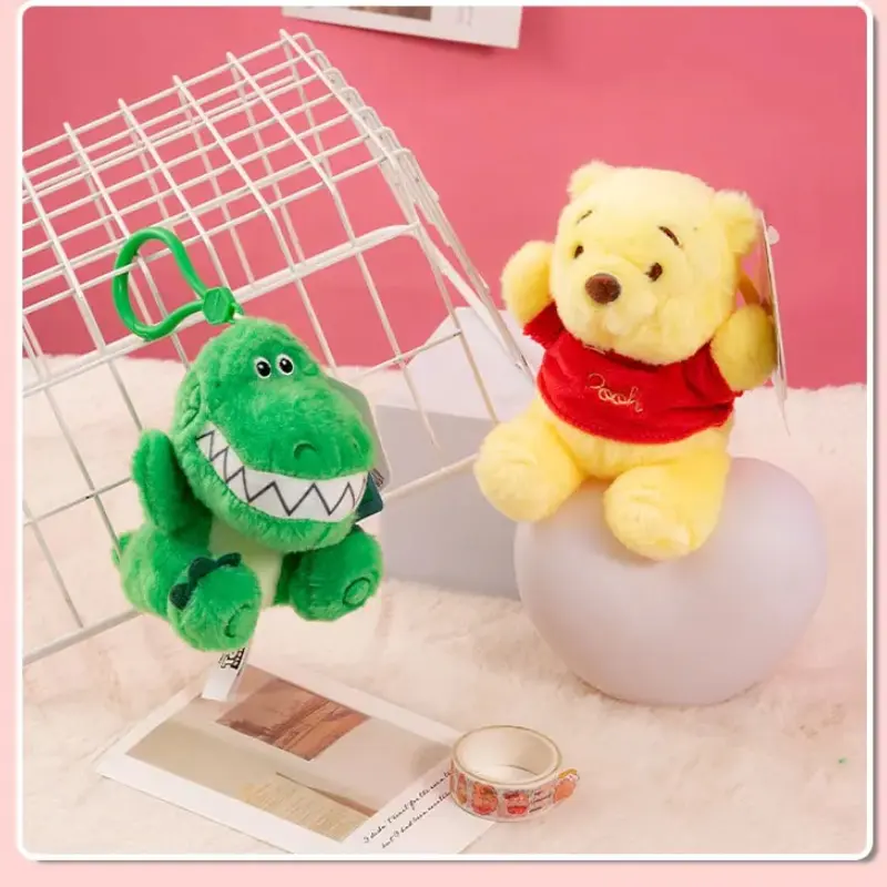 Plush Doll Pendant Cute Winnie The Pooh Toy Keyring Lotso Rex Dinosaur Toy Cartoon Character Bag Charm Soft Birthday Present