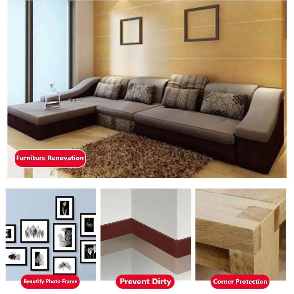 5M/Roll Realistic Wood Grain Repair Adhensive Duct Tape Floor Furniture Renovation Skirting Line Sticker Home Decoration
