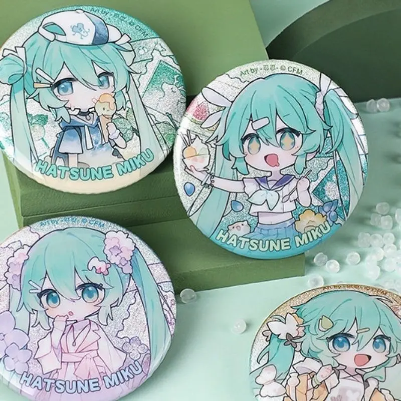 58mm Hatsune Miku Children's Round Brooch Badge Anime Merchandise Men's Women's Backpack Pendant Shoulder Patch Birthday Gift