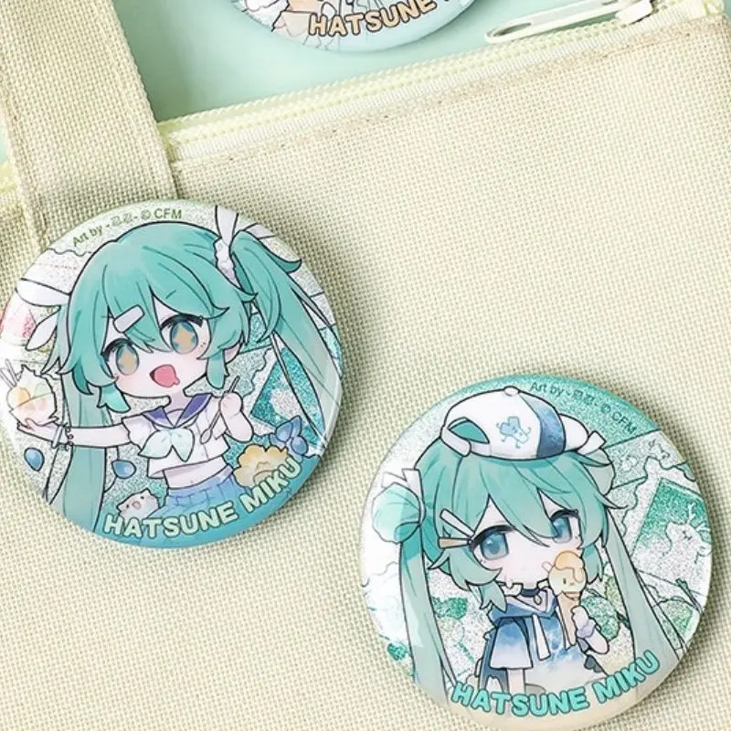 58mm Hatsune Miku Children's Round Brooch Badge Anime Merchandise Men's Women's Backpack Pendant Shoulder Patch Birthday Gift