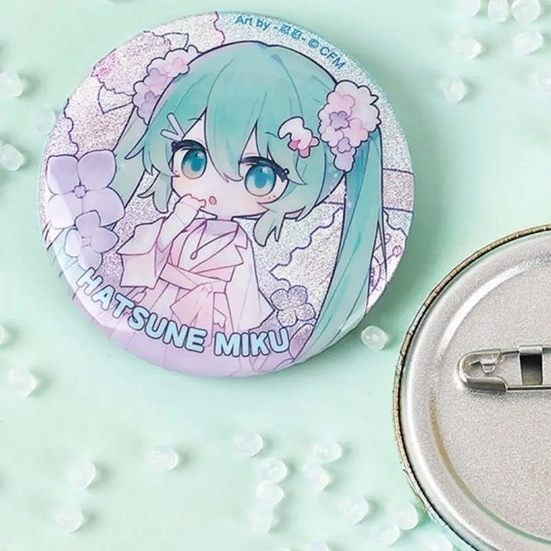 58mm Hatsune Miku Children's Round Brooch Badge Anime Merchandise Men's Women's Backpack Pendant Shoulder Patch Birthday Gift