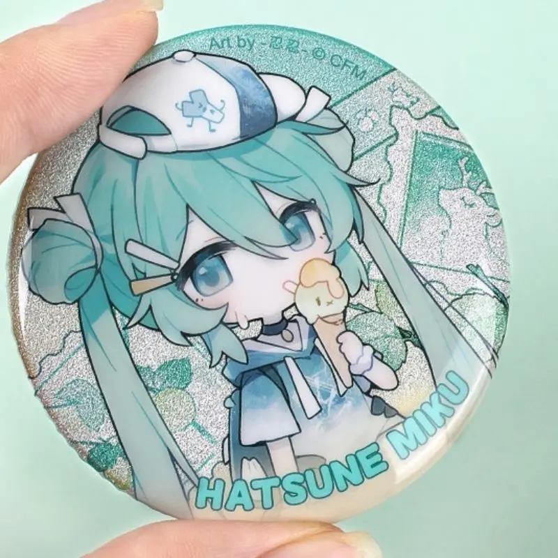 58mm Hatsune Miku Children's Round Brooch Badge Anime Merchandise Men's Women's Backpack Pendant Shoulder Patch Birthday Gift