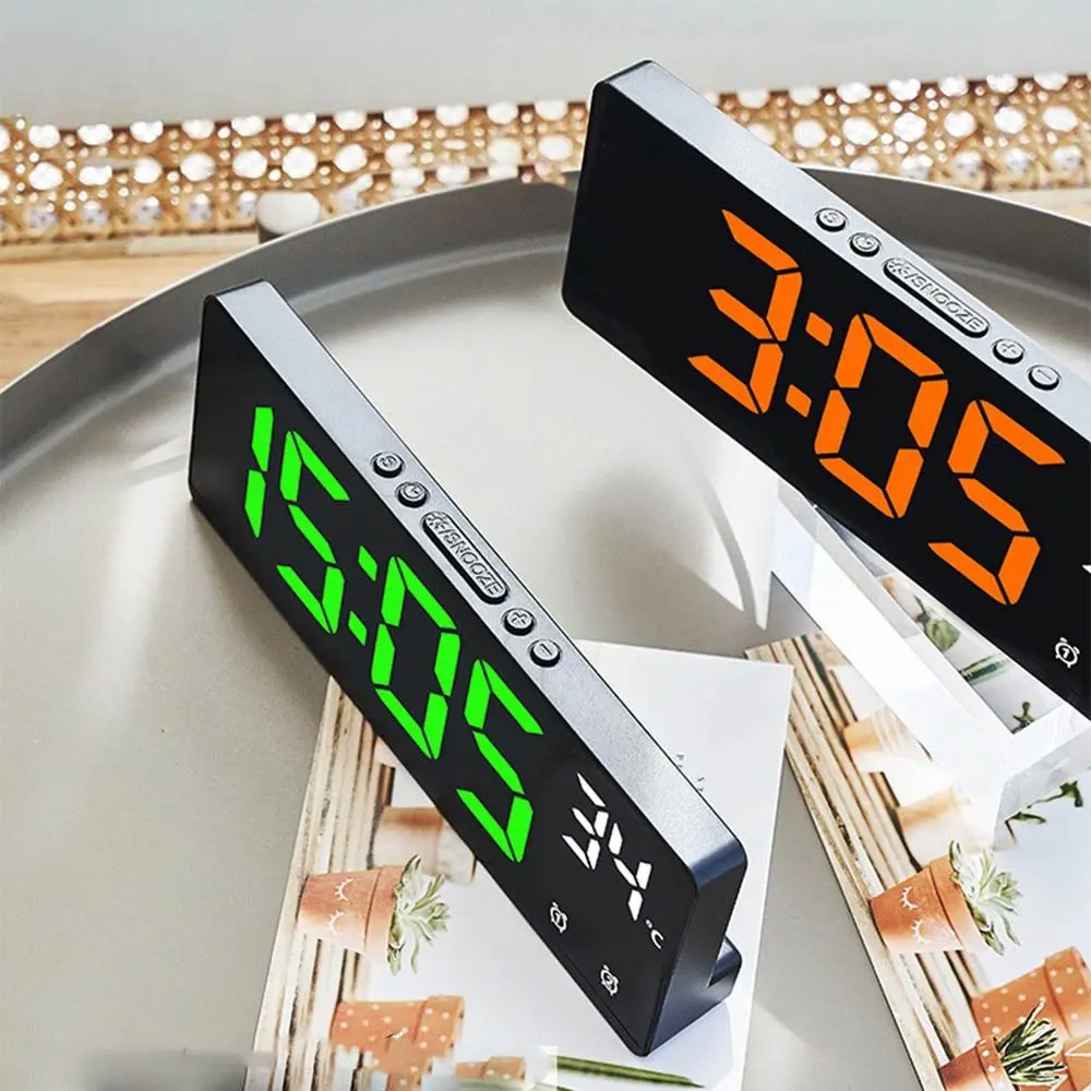 Voice Control Digital Alarm Clock Teperature Snooze Night Mode Desktop Table Clock 12/24H Anti-disturb Funtion LED Clocks Watch