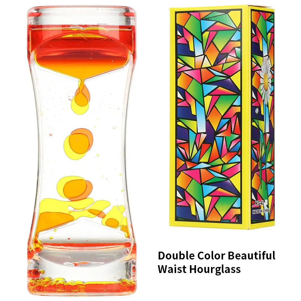 Double Color Oil Leak Hourglass Toys  Liquid Timer Dynamic Oil Drop Beautiful Waist Crafts Ornaments Home Decoration Gifts