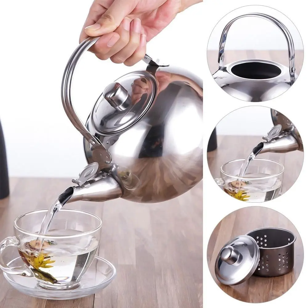 Portable Stainless Steel Water Kettles Teapot With Infuser Filter Coffee Kettle Green Oolong Tea Jug Home Tea Coffee Tools