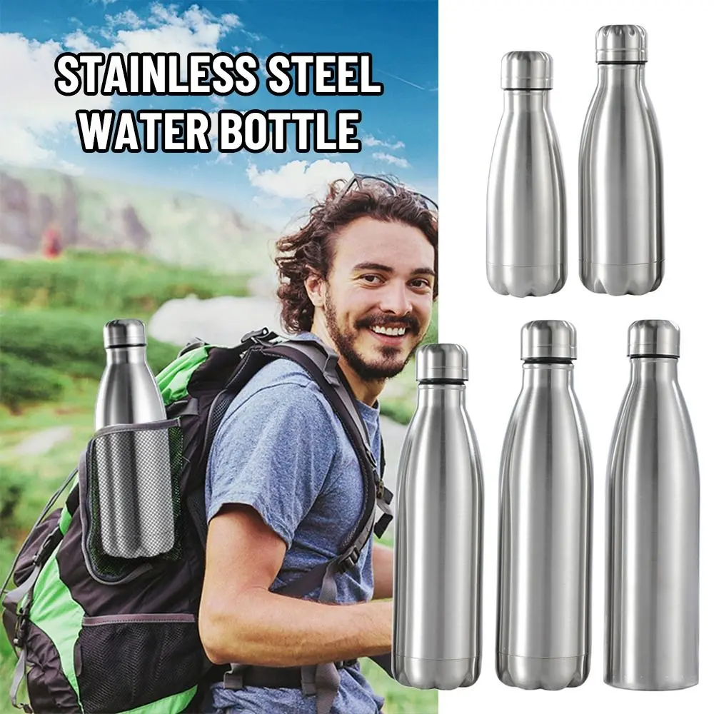 Stainless Steel Canteen Kettle Outdoor Camping Hiking Water Bottle Portable Large Capacity Cola Leakproof Drinking Bottle