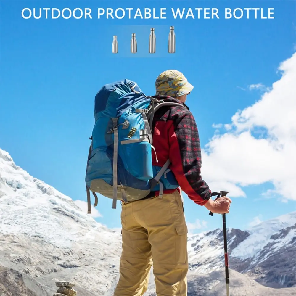 Stainless Steel Canteen Kettle Outdoor Camping Hiking Water Bottle Portable Large Capacity Cola Leakproof Drinking Bottle