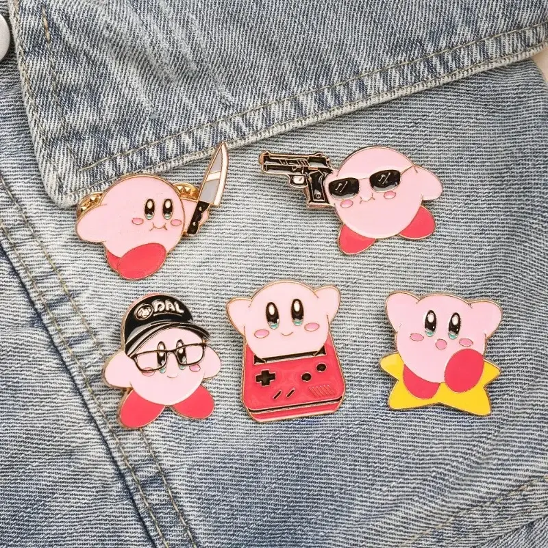 Kirby Brooch Pins Anime Backpack Badge Kawaii Funny Enamel Jewelry Decoration Girls Kid Lapel Pin Cute Decor Cartoon Accessories