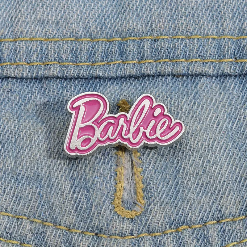 Barbie Girl Enamel Pins Cute Letters Logo Bag Brooch Fashion Pink Badges Denim Lapel Pin Jewelry Decor Gift for Women Friends