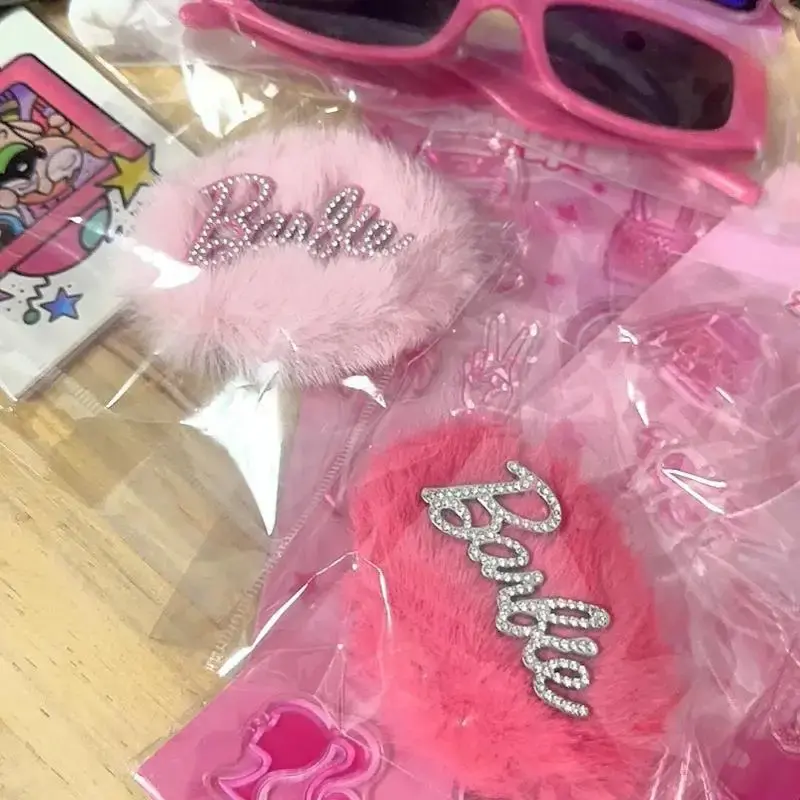 Kawaii Barbie Plush Hairpin Accessories Sweet Versatile Exquisite Pink Hairpin Cartoon Cute Simple Student Girls Bangs Clip Gift