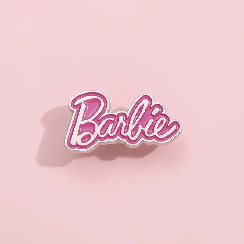 Barbie Girl Enamel Pins Cute Letters Logo Bag Brooch Fashion Pink Badges Denim Lapel Pin Jewelry Decor Gift for Women Friends
