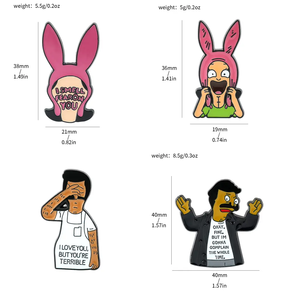 Comedy Anime TV Burger Rabbit Hard Enamel Pins Collect Cute Cartoon Brooches Backpack Collar Lapel Badge Jewelry Gifts Wholesale