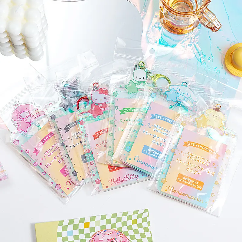 Sanrios Character Card Cover Anime Pochacco Melody Cinnamoroll ABS Card Holder Student Campus Card Keychain Work Credential Case