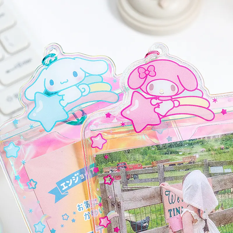 Sanrios Character Card Cover Anime Pochacco Melody Cinnamoroll ABS Card Holder Student Campus Card Keychain Work Credential Case