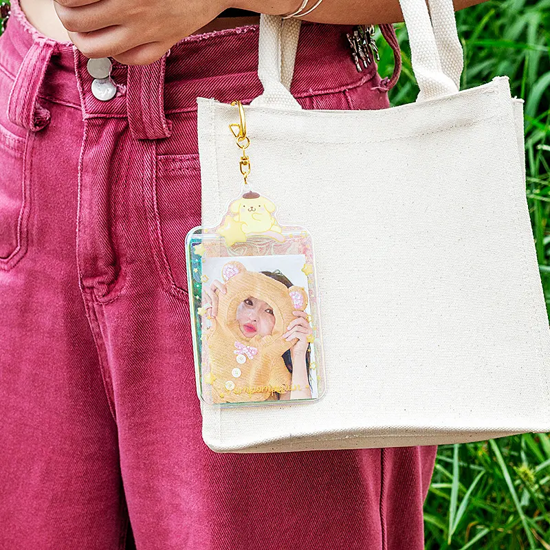 Sanrios Character Card Cover Anime Pochacco Melody Cinnamoroll ABS Card Holder Student Campus Card Keychain Work Credential Case