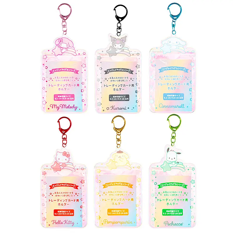 Sanrios Character Card Cover Anime Pochacco Melody Cinnamoroll ABS Card Holder Student Campus Card Keychain Work Credential Case
