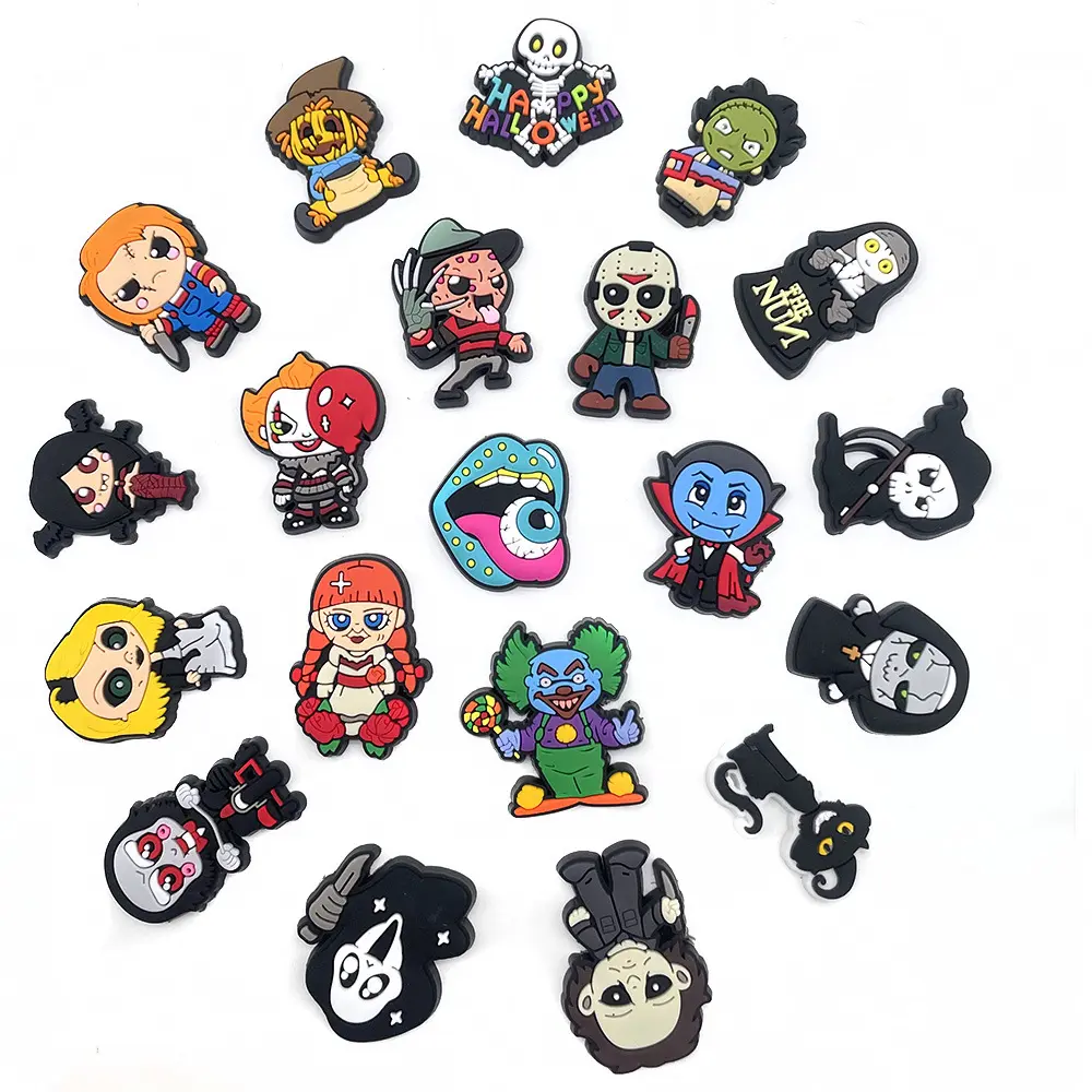 20Pcs/Set Halloween Shoe Charms for Clogs Bubble Slides Sandals Accessories DIY Shoe Decorations Shoe Buckle for Kids Adult