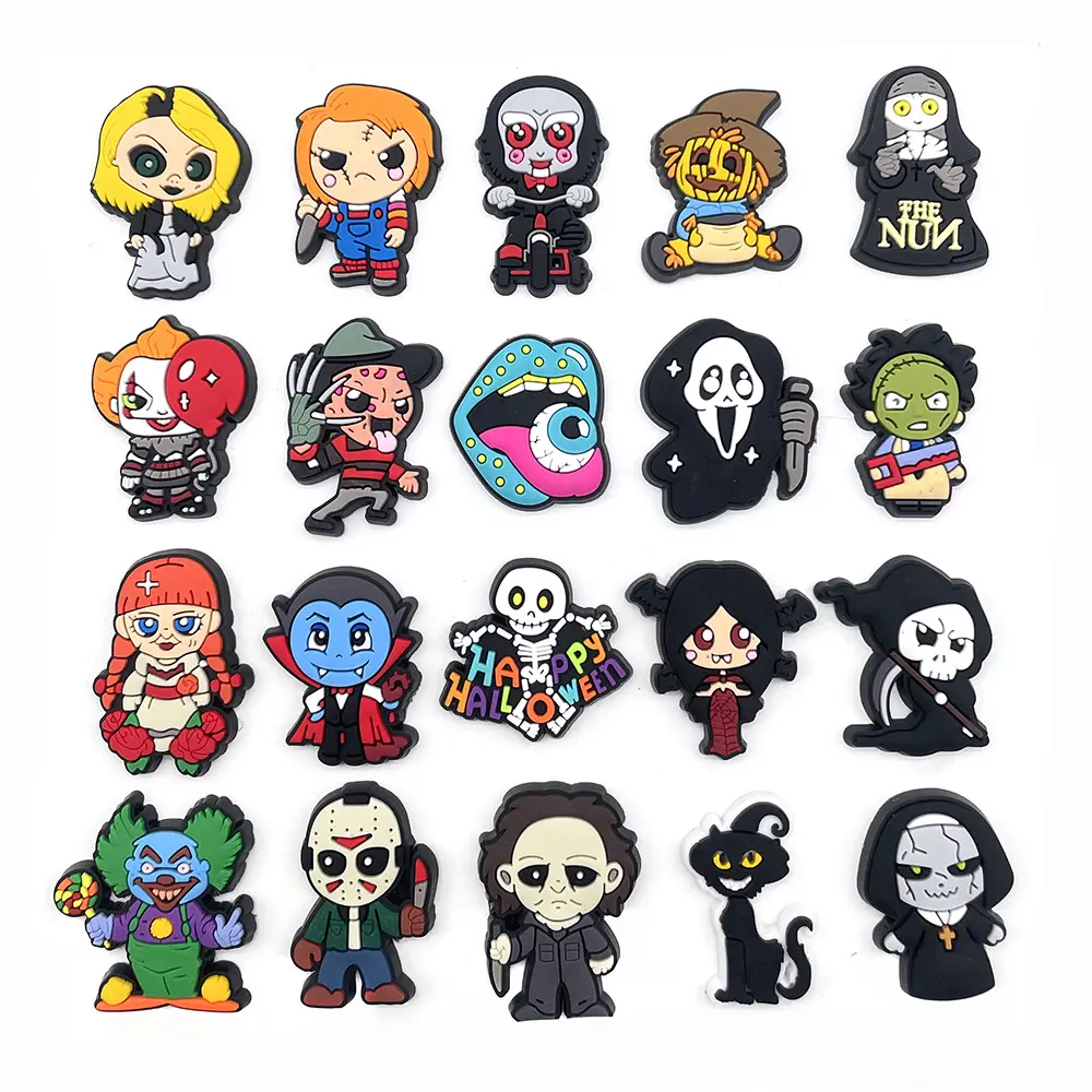 20Pcs/Set Halloween Shoe Charms for Clogs Bubble Slides Sandals Accessories DIY Shoe Decorations Shoe Buckle for Kids Adult