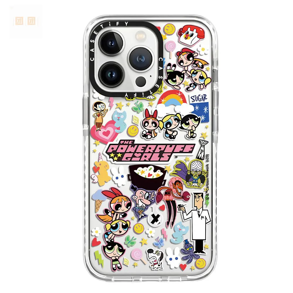 The Powerpuff Girls Anime Phone Case Iphone 16Promax Soft Silicone Transparent Anti Drop 15 14 13 Phone Case ﻿cute Girly Heart