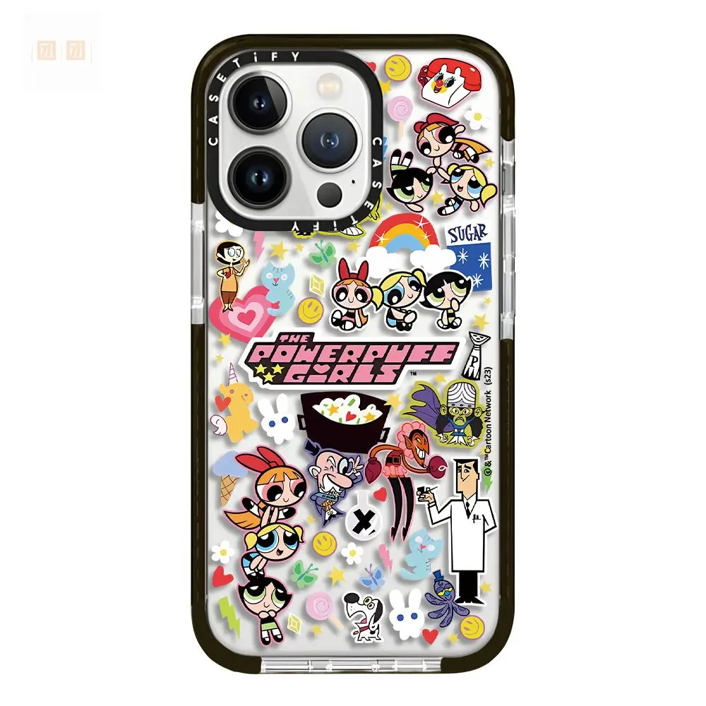 The Powerpuff Girls Anime Phone Case Iphone 16Promax Soft Silicone Transparent Anti Drop 15 14 13 Phone Case ﻿cute Girly Heart