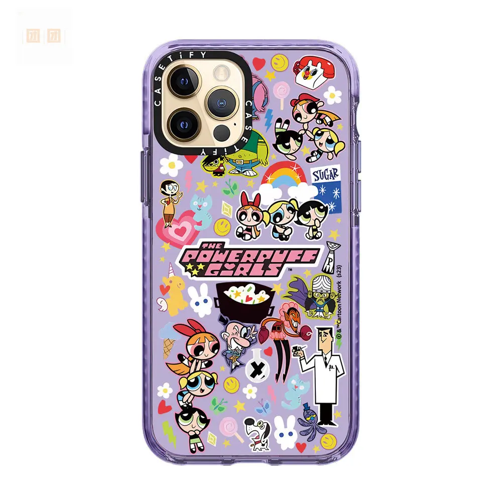 The Powerpuff Girls Anime Phone Case Iphone 16Promax Soft Silicone Transparent Anti Drop 15 14 13 Phone Case ﻿cute Girly Heart
