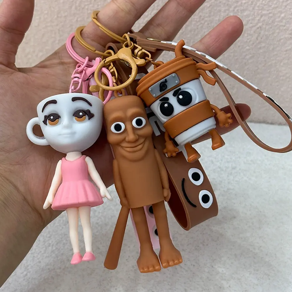 Italian Brainrot Keychain Tralalero Tralala Tung Tung Tung Sahur Ballerina Cappuccino Doll Keyrings Brain Rot Keychains Gifts