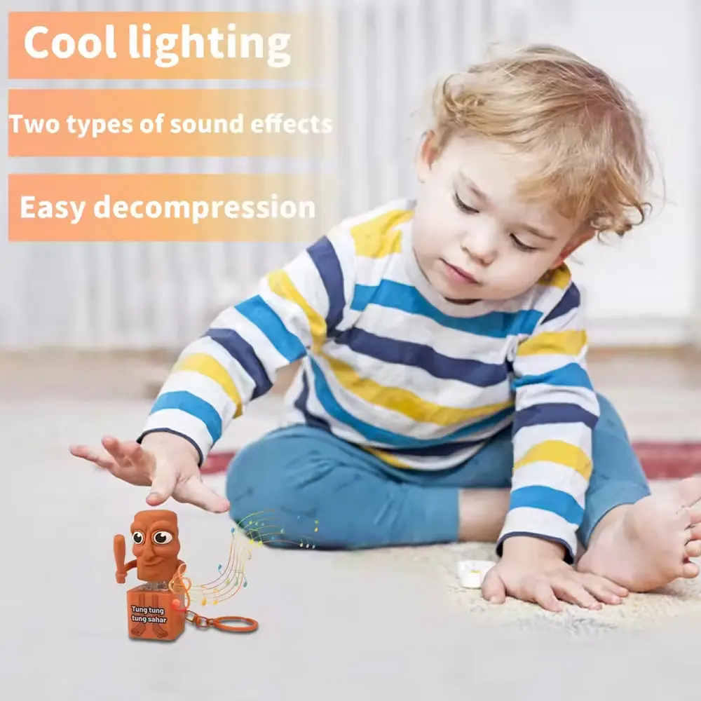 Tung Tung Tung Sahar Fidget Toys Keyboard Buttons Italian Brainrot Toys with Sound and Light Stress Relief Toy Birthday Gifts