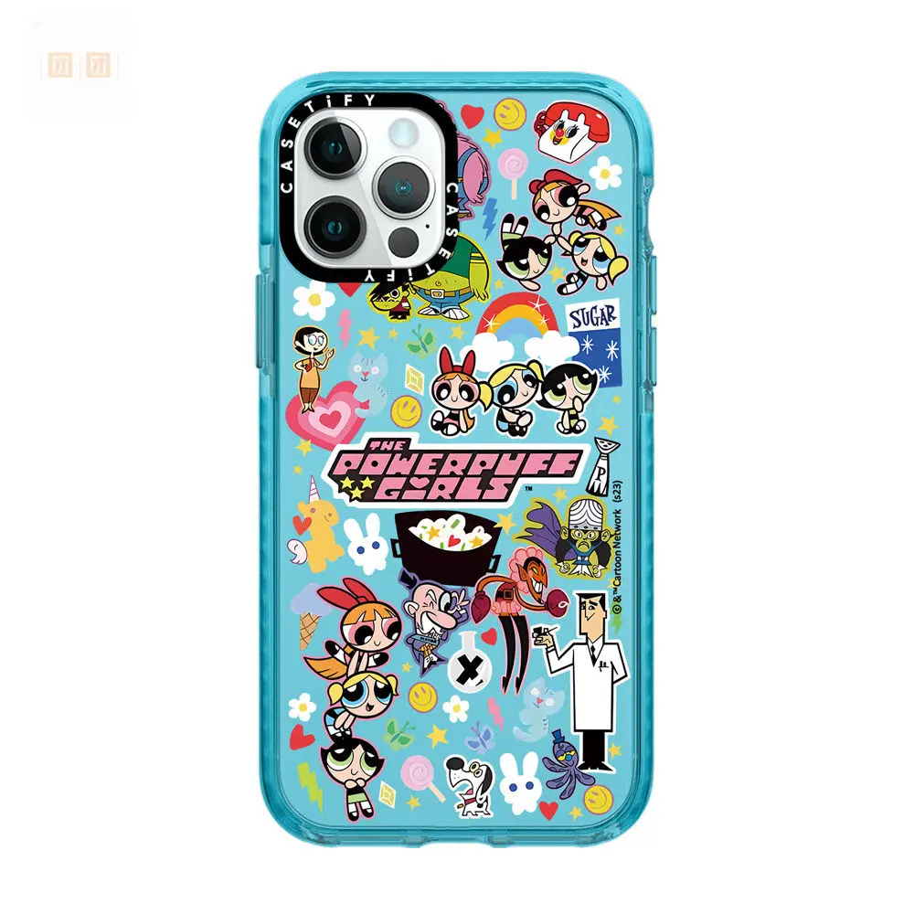 The Powerpuff Girls Anime Phone Case Iphone 16Promax Soft Silicone Transparent Anti Drop 15 14 13 Phone Case ﻿cute Girly Heart