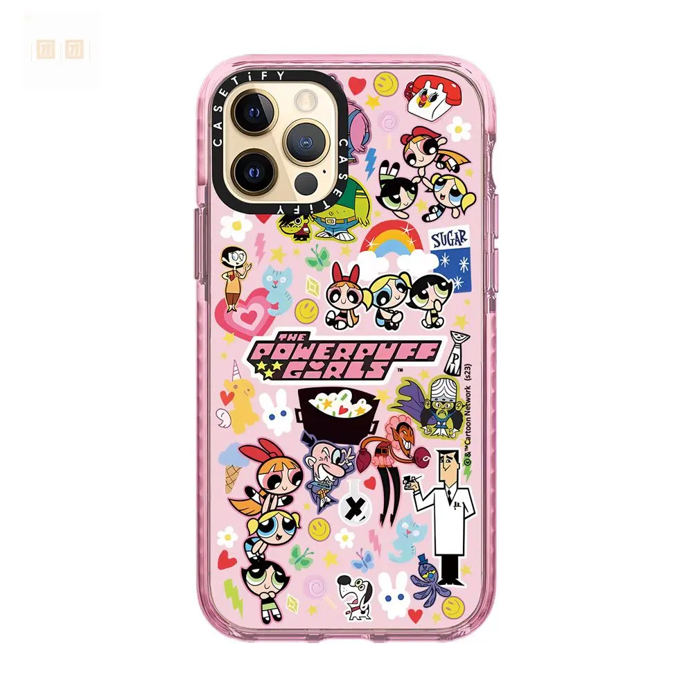 The Powerpuff Girls Anime Phone Case Iphone 16Promax Soft Silicone Transparent Anti Drop 15 14 13 Phone Case ﻿cute Girly Heart