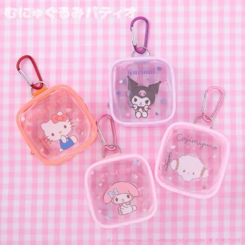kawaii sanrio kuromi mini pain bag hello kitty cartoon cute purse my melody transparent pendant coin wallet headphonedecoration