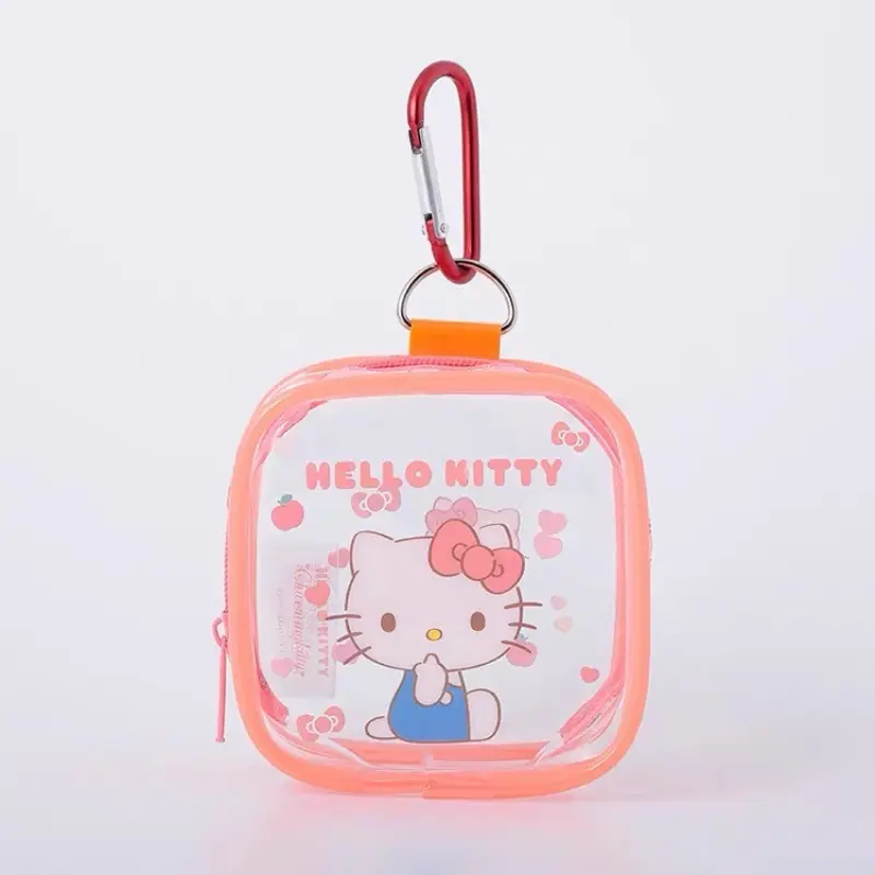 kawaii sanrio kuromi mini pain bag hello kitty cartoon cute purse my melody transparent pendant coin wallet headphonedecoration