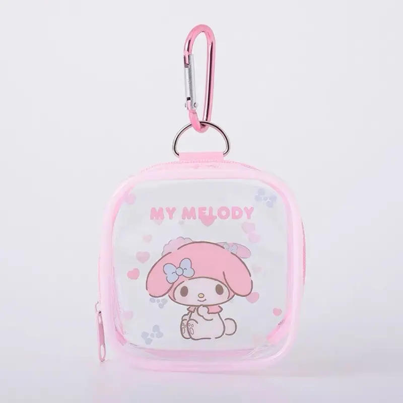 kawaii sanrio kuromi mini pain bag hello kitty cartoon cute purse my melody transparent pendant coin wallet headphonedecoration