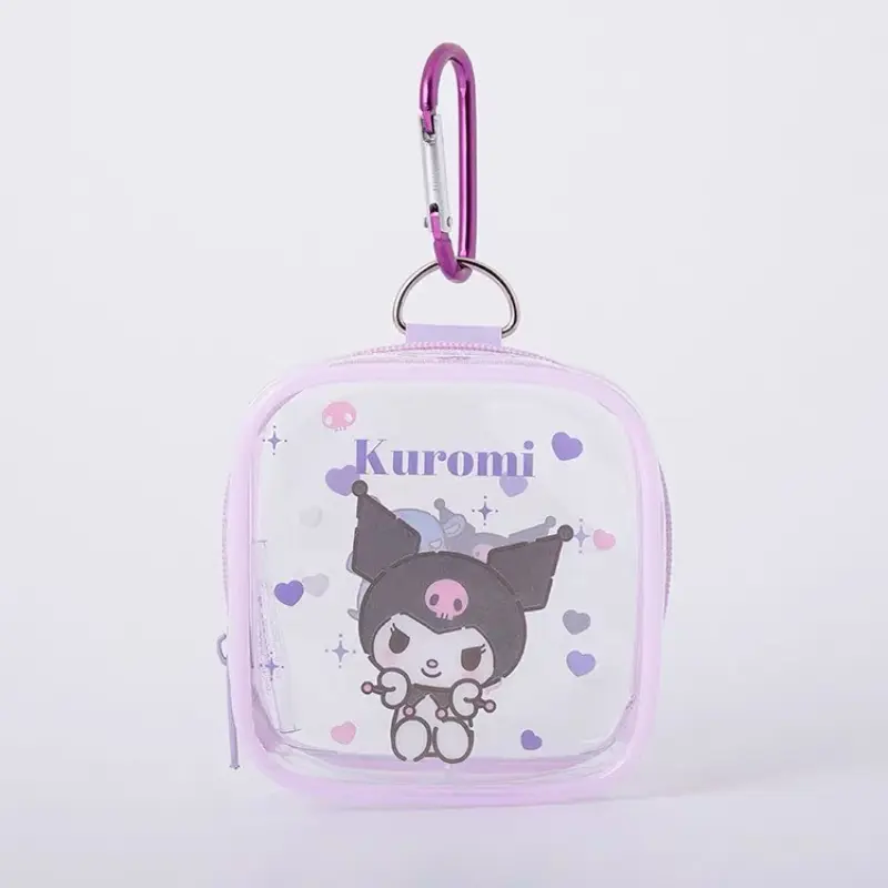 kawaii sanrio kuromi mini pain bag hello kitty cartoon cute purse my melody transparent pendant coin wallet headphonedecoration