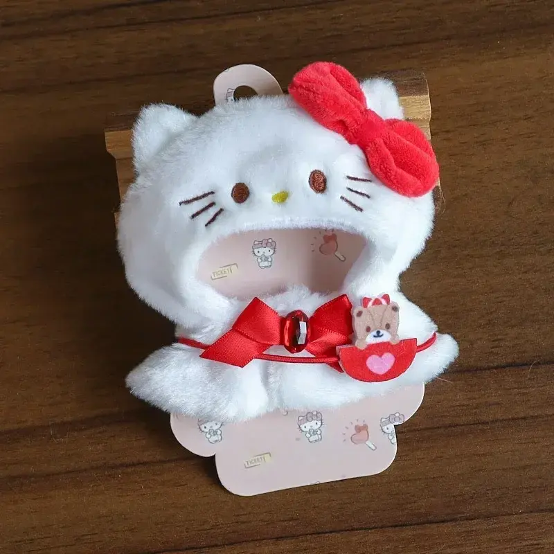 Sanrio My Melody Kuromi Cinnamoroll 15cm Plush Doll Clothes Cape Headgear Kawaii Pendant Cartoon Anime Character Accessories