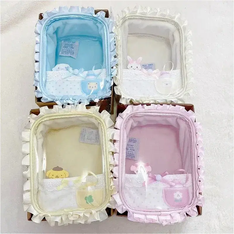 Sanrio Kawaii Doll Transparent Lace Handbag Pendant Within 20cm Anime Character Doll Pacifier Accessories Dustproof Display Bag